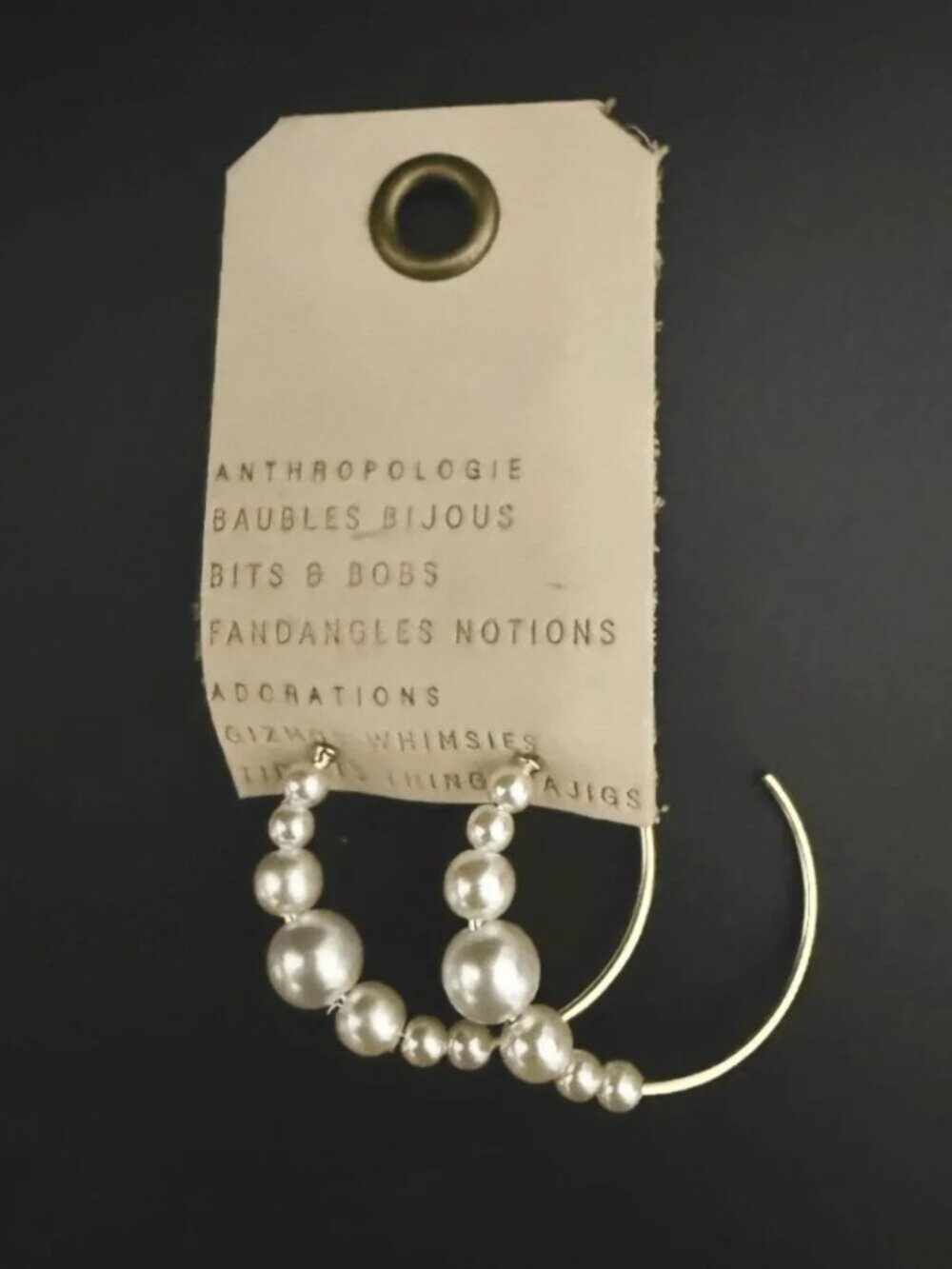 Anthropologie Small Pearl Hoop Earrings